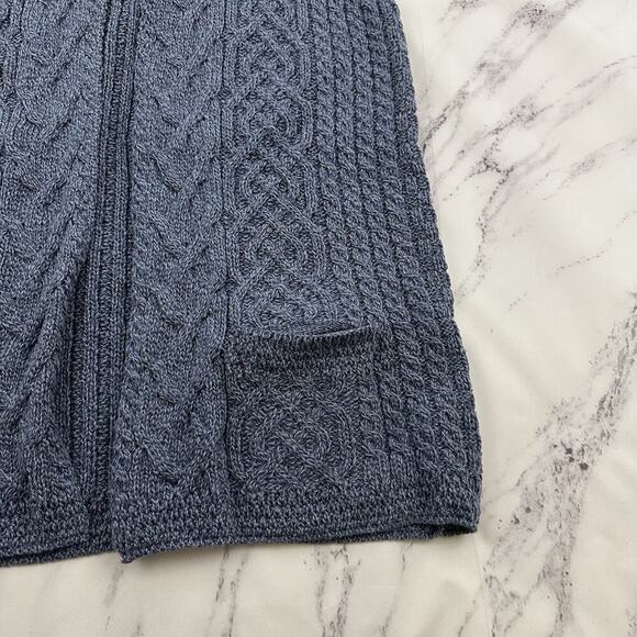 Kilronan Knitwear Womens Merino Wool Sweater Vest Size L Blue Cable Knit Open - Picture 3 of 10